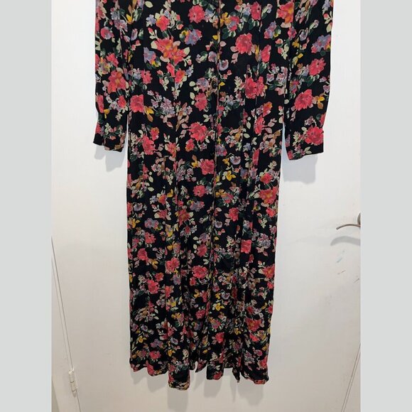 vintage Express Cottagecore Floral V-Neck Button Front Midi Dress Women’s Sz 7/8 - Picture 5 of 11